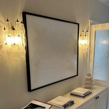 Murano Poliedri Transparent Glass Wall Sconces