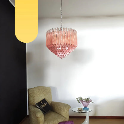 Murano Quadriedri Prisms Pink Chandelier