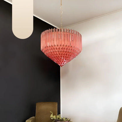 Murano Quadriedri Prisms Pink Chandelier
