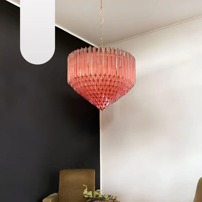 Murano Quadriedri Prisms Pink Chandelier