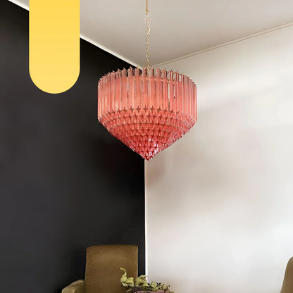 Murano Quadriedri Prisms Pink Chandelier