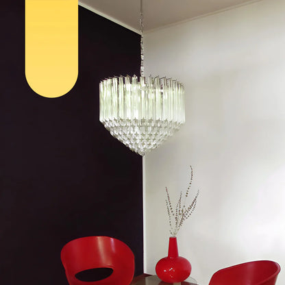 Murano Quadriedri Prisms Transparent Chandelier