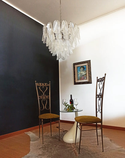 Murano Glass Leaves Transparent Chandelier