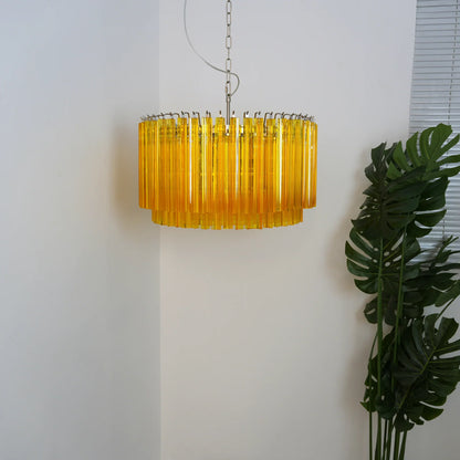 Murano Round Prisms Amber Chandelier