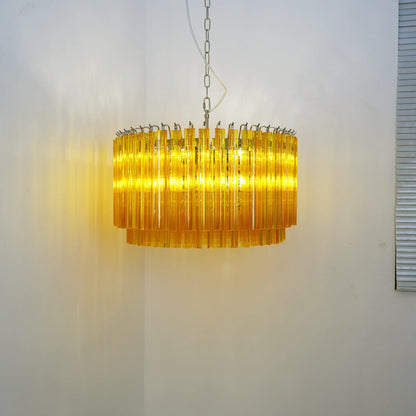 Murano Round Prisms Amber Chandelier
