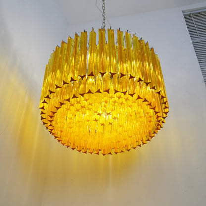 Murano Round Prisms Amber Chandelier