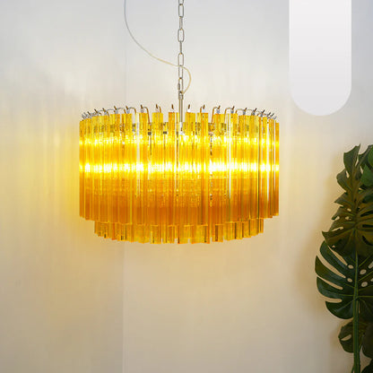 Murano Round Prisms Amber Chandelier