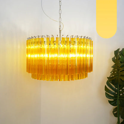 Murano Round Prisms Amber Chandelier