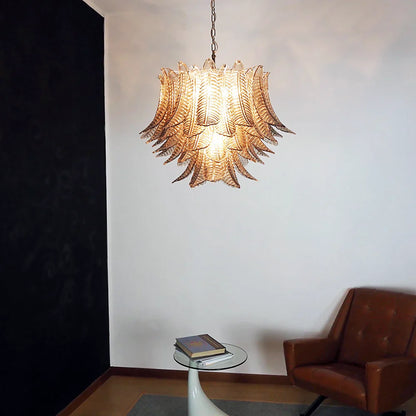 Murano Smoked Ferns Glass Chandelier