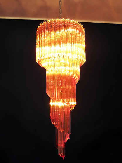 Murano Spiral Amber Prism Glass Chandelier