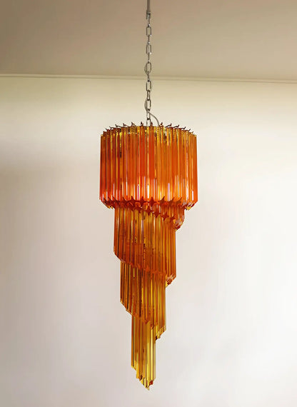 Murano Spiral Amber Prism Glass Chandelier