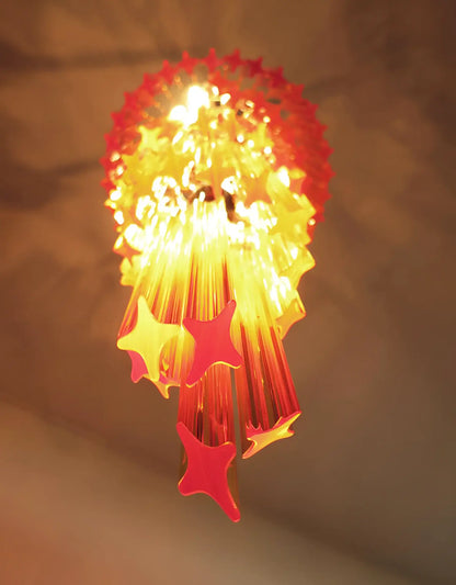 Murano Spiral Amber Prism Glass Chandelier