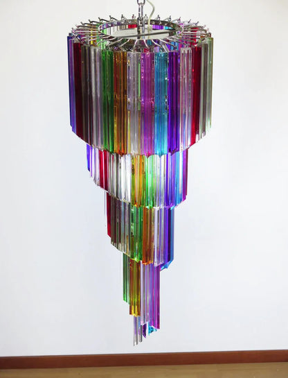 Murano Spiral Multicolor Prism Glass Chandelier