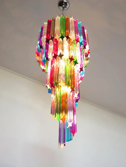 Murano Spiral Multicolor Prism Glass Chandelier