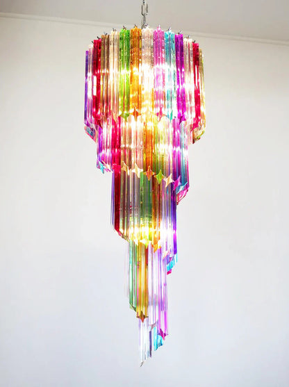 Murano Spiral Multicolor Prism Glass Chandelier