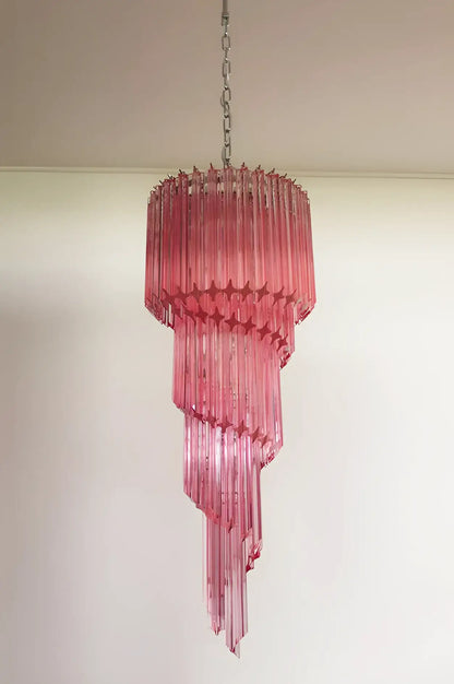 Murano Spiral Pink Prism Glass Chandelier