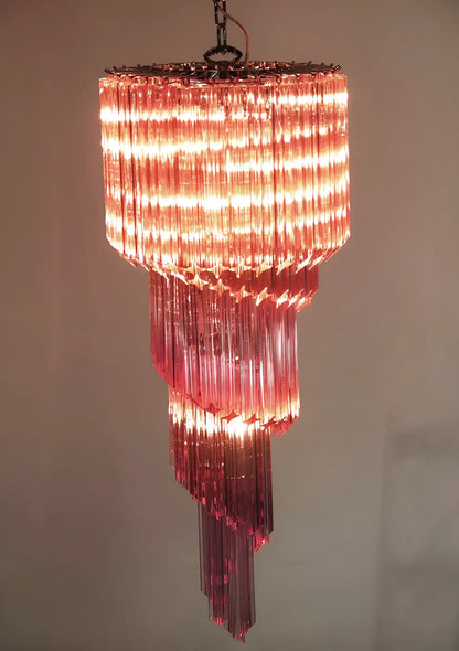Murano Spiral Pink Prism Glass Chandelier