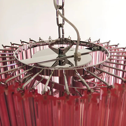 Murano Spiral Pink Prism Glass Chandelier