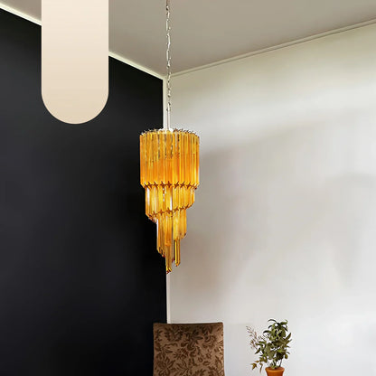 Murano Spiral Prisms Amber Chandelier