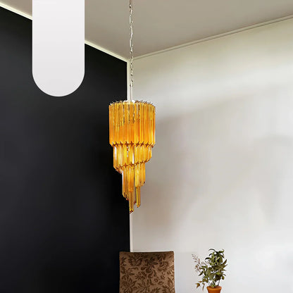 Murano Spiral Prisms Amber Chandelier