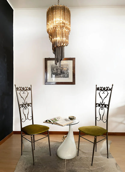 Murano Spiral Prisms Smoked Chandelier