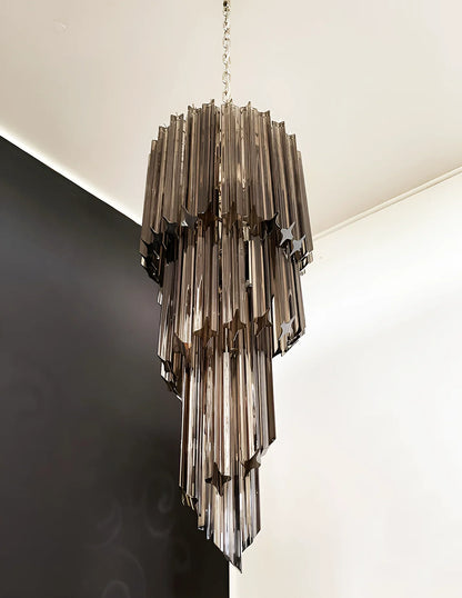 Murano Spiral Prisms Smoked Chandelier