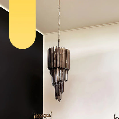 Murano Spiral Prisms Smoked Chandelier
