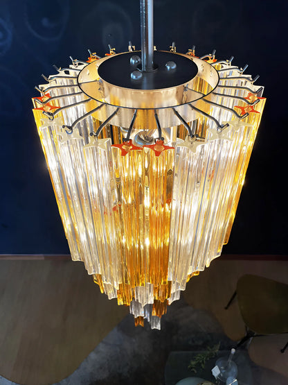 Murano Spiral Prisms Transparent Amber Chandelier