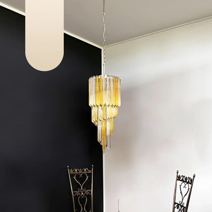 Murano Spiral Prisms Transparent Amber Chandelier