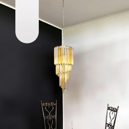 Murano Spiral Prisms Transparent Amber Chandelier