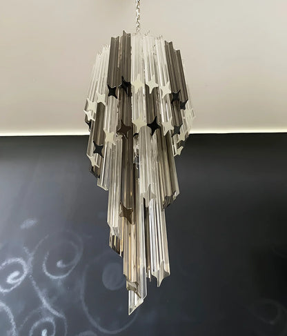 Murano Spiral Prisms Transparent Smoked Chandelier