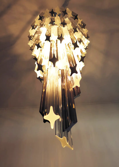 Murano Spiral Transparent Smoked Prism Glass Chandelier