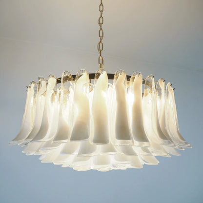Murano Transparent Glass Petal Chandelier