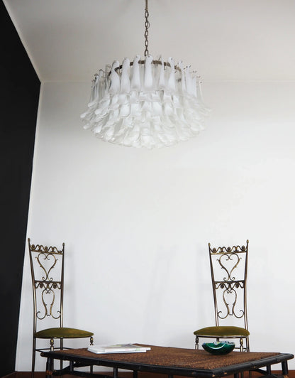 Murano Transparent Glass Petal Chandelier