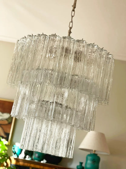 Murano Transparent Glass Tube Chandelier