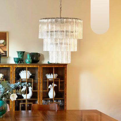 Murano Transparent Glass Tube Chandelier