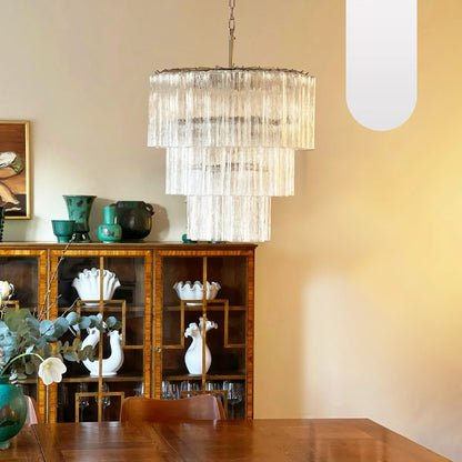 Murano Transparent Glass Tube Chandelier