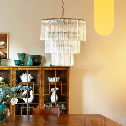 Murano Transparent Glass Tube Chandelier