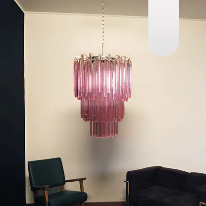 Murano Triedri Prisms Pink Chandelier