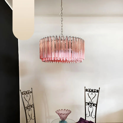 Murano Triedri Round Prisms Pink Chandelier