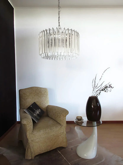 Murano Round Prisms Transparent Chandelier