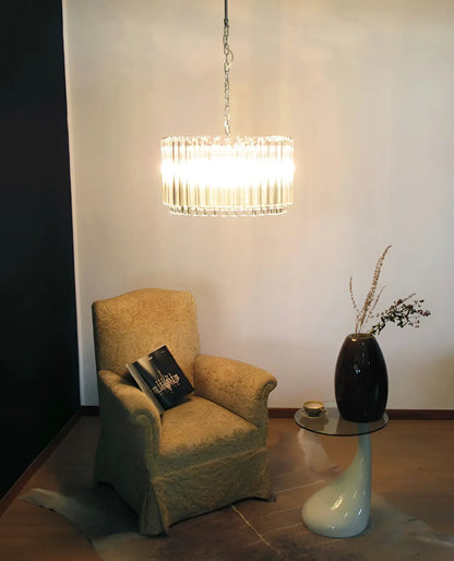 Murano Round Prisms Transparent Chandelier