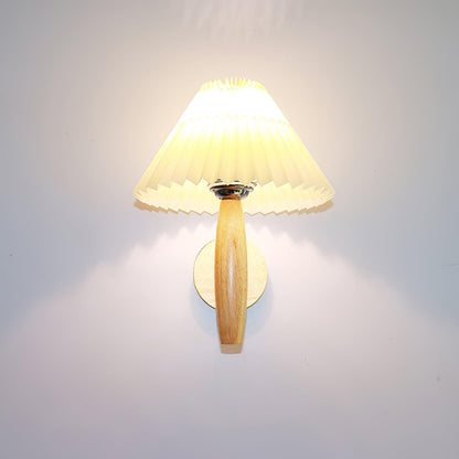 Oak Pleated Wall Light