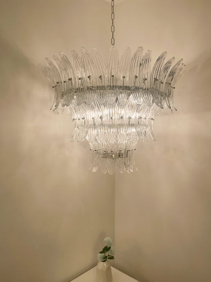 Palm Leaves Murano Transparent Glass Chandelier