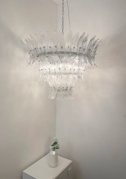 Palm Leaves Murano Transparent Glass Chandelier
