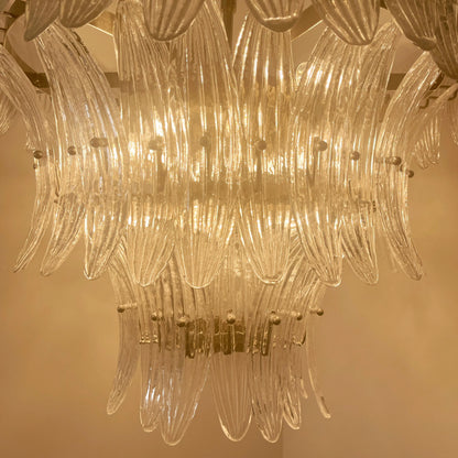 Palm Leaves Murano Transparent Glass Chandelier