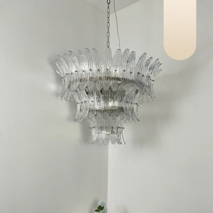 Palm Leaves Murano Transparent Glass Chandelier