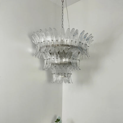 Palm Leaves Murano Transparent Glass Chandelier