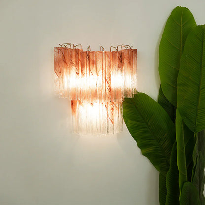 Pink Murano Glass Tube Wall Sconces