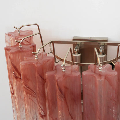 Pink Murano Glass Tube Wall Sconces